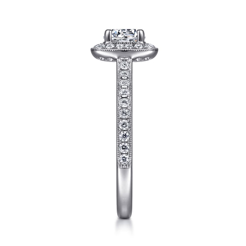 14K White Gold Round Halo Diamond Engagement Ring