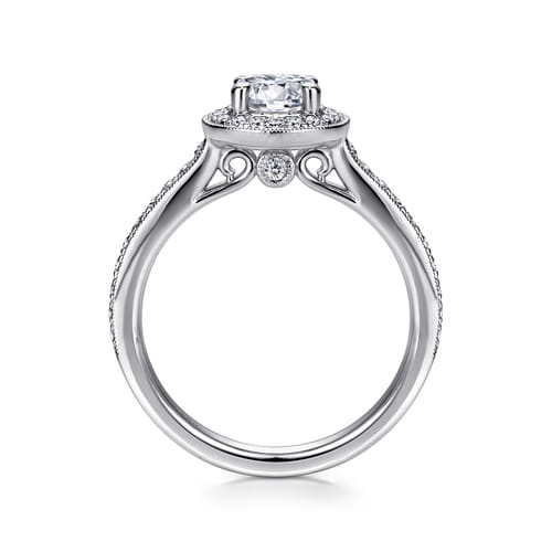 14K White Gold Round Halo Diamond Engagement Ring