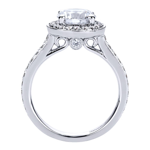 14K White Gold Round Halo Diamond Engagement Ring