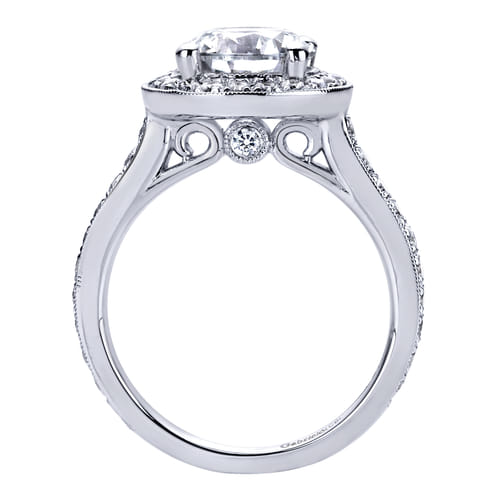 14K White Gold Round Halo Diamond Engagement Ring