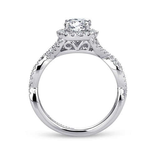 14K White Gold Round Halo Diamond Engagement Ring