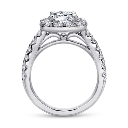 14K White Gold Round Halo Diamond Engagement Ring