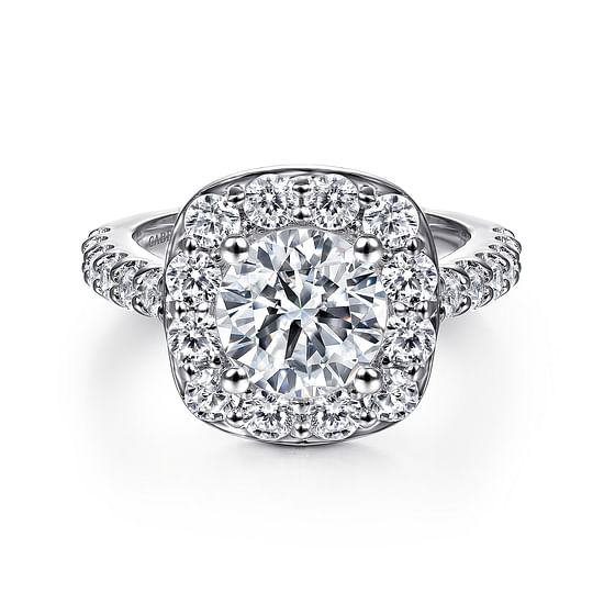 Gabriel - 14K White Gold Round Halo Diamond Engagement Ring