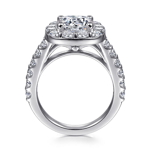 14K White Gold Round Halo Diamond Engagement Ring