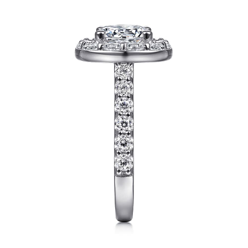 14K White Gold Round Halo Diamond Engagement Ring