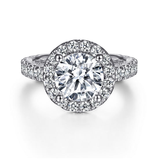 Gabriel - 14K White Gold Round Halo Diamond Engagement Ring