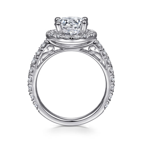 14K White Gold Round Halo Diamond Engagement Ring