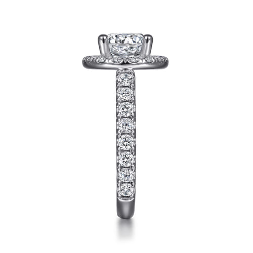 14K White Gold Round Halo Diamond Engagement Ring