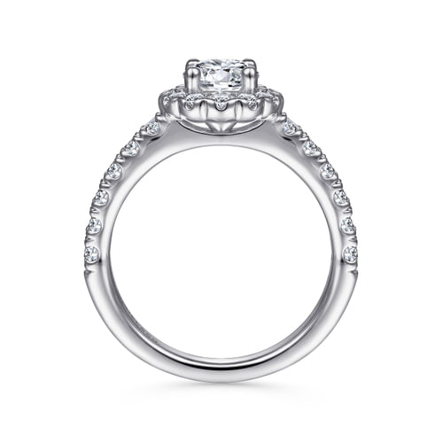 14K White Gold Round Halo Diamond Engagement Ring