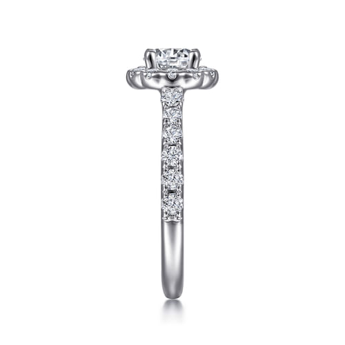 14K White Gold Round Halo Diamond Engagement Ring