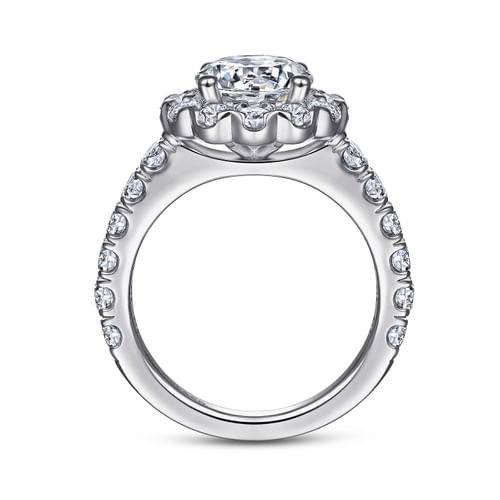 14K White Gold Round Halo Diamond Engagement Ring