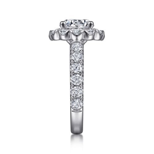 14K White Gold Round Halo Diamond Engagement Ring