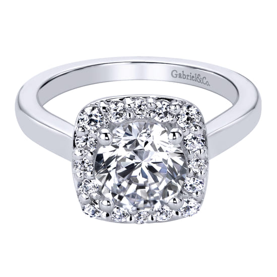 Gabriel - 14K White Gold Round Halo Diamond Engagement Ring