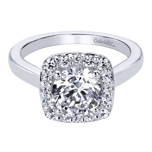 14K White Gold Round Halo Diamond Engagement Ring 14K White Gold Round Halo Diamond Engagement Ring