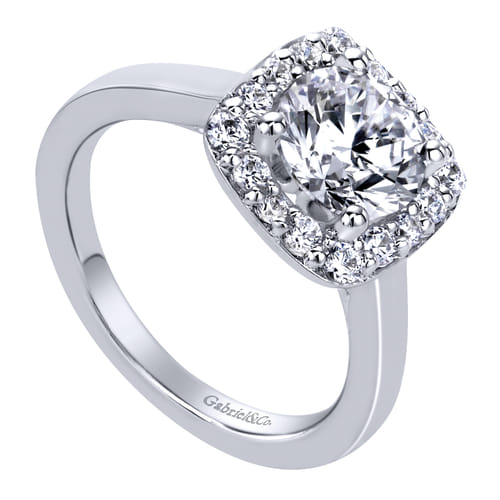 14K White Gold Round Halo Diamond Engagement Ring 14K White Gold Round Halo Diamond Engagement Ring