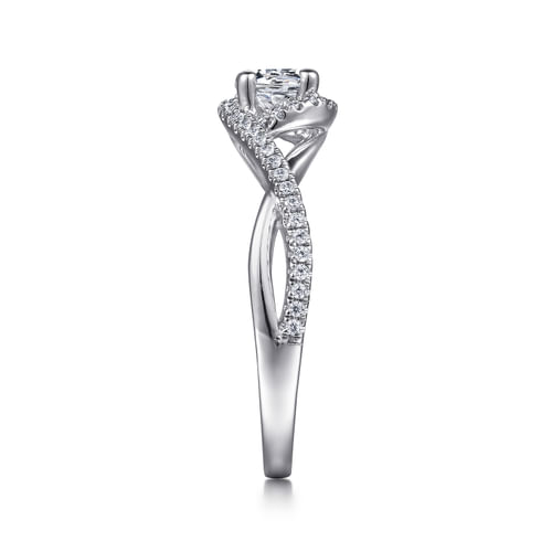 14K White Gold Round Halo Diamond Engagement Ring
