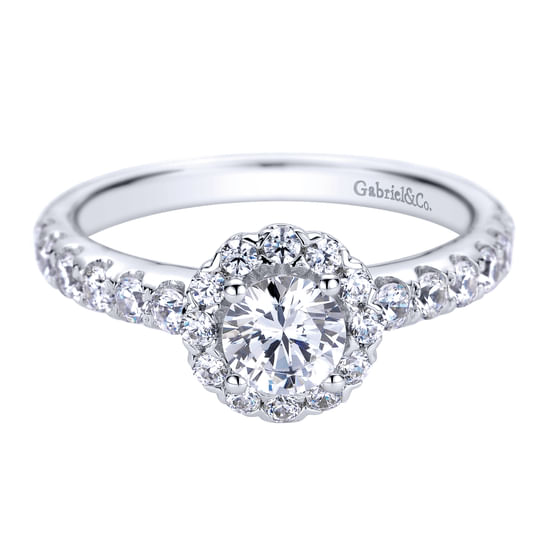 Gabriel - 14K White Gold Round Halo Diamond Engagement Ring