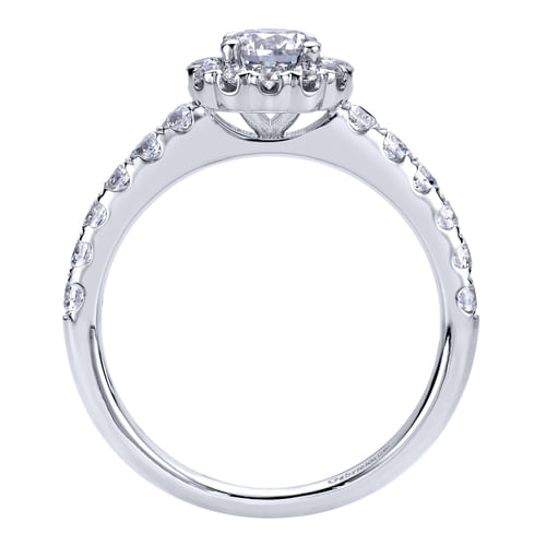 14K White Gold Round Halo Diamond Engagement Ring