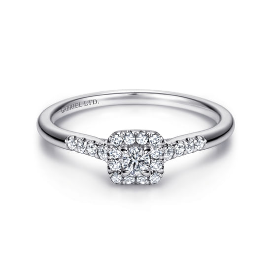 Gabriel - 14K White Gold Round Halo Diamond Promise Ring