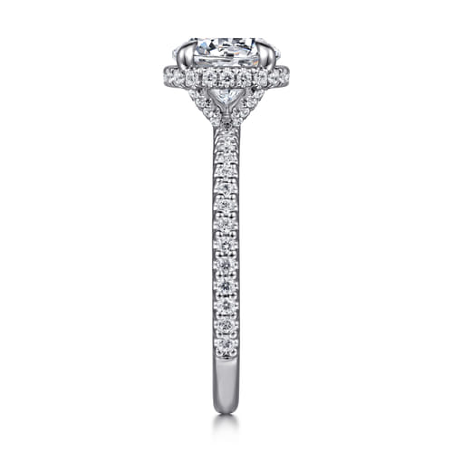 14K White Gold Round Hidden Halo Diamond Engagement Ring