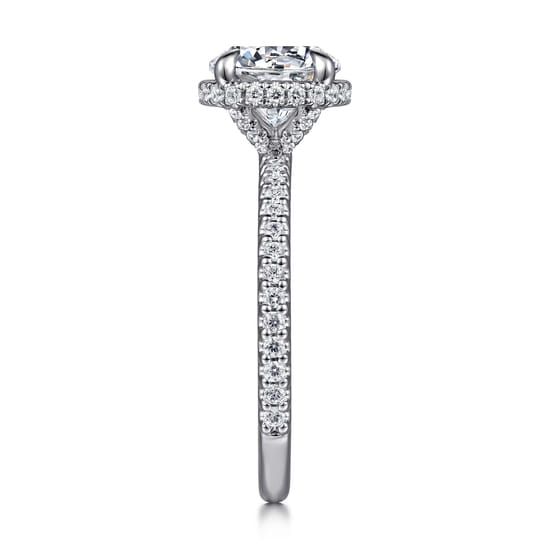 14K White Gold Round Hidden Halo Diamond Engagement Ring angle 5