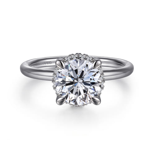 14K White Gold Round Hidden Halo Diamond Engagement Ring 14K White Gold Round Hidden Halo Diamond Engagement Ring