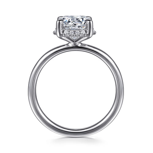 14K White Gold Round Hidden Halo Diamond Engagement Ring 14K White Gold Round Hidden Halo Diamond Engagement Ring