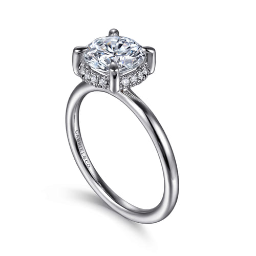 14K White Gold Round Hidden Halo Diamond Engagement Ring 14K White Gold Round Hidden Halo Diamond Engagement Ring
