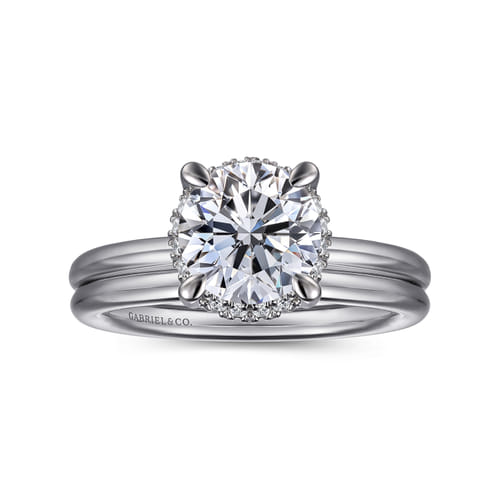 14K White Gold Round Hidden Halo Diamond Engagement Ring 14K White Gold Round Hidden Halo Diamond Engagement Ring