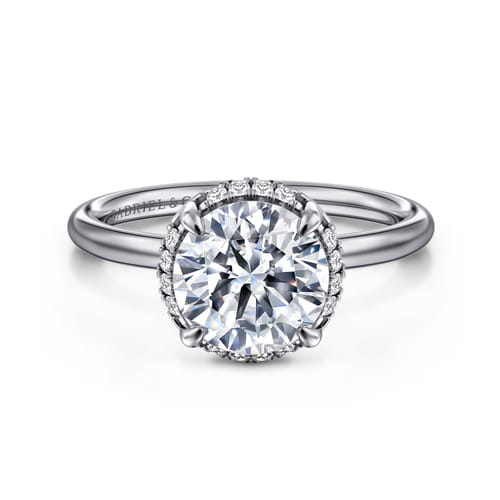14K White Gold Round Hidden Halo Diamond Engagement Ring 14K White Gold Round Hidden Halo Diamond Engagement Ring