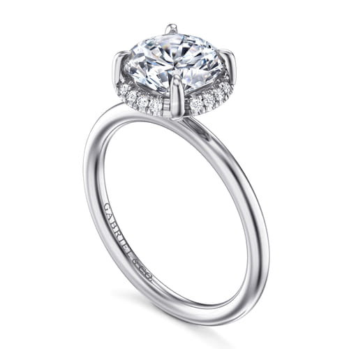 14K White Gold Round Hidden Halo Diamond Engagement Ring 14K White Gold Round Hidden Halo Diamond Engagement Ring