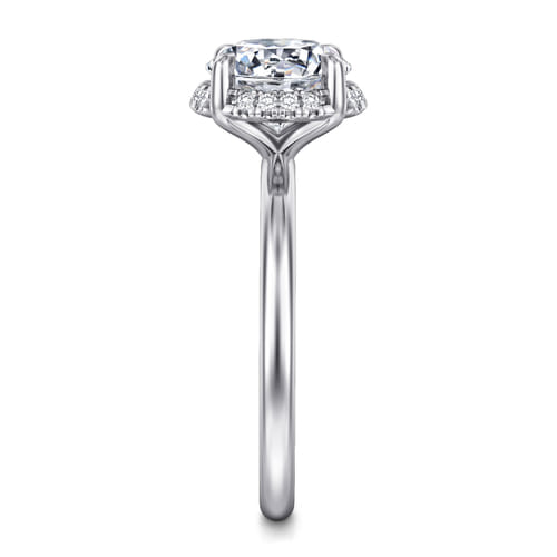 14K White Gold Round Hidden Halo Diamond Engagement Ring 14K White Gold Round Hidden Halo Diamond Engagement Ring