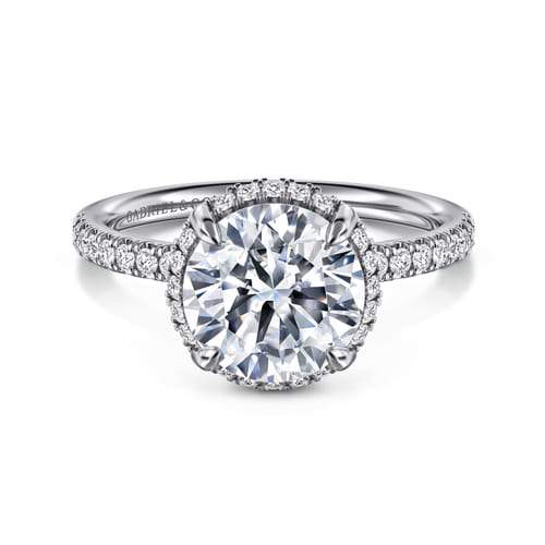 14K White Gold Round Hidden Halo Diamond Engagement Ring 14K White Gold Round Hidden Halo Diamond Engagement Ring