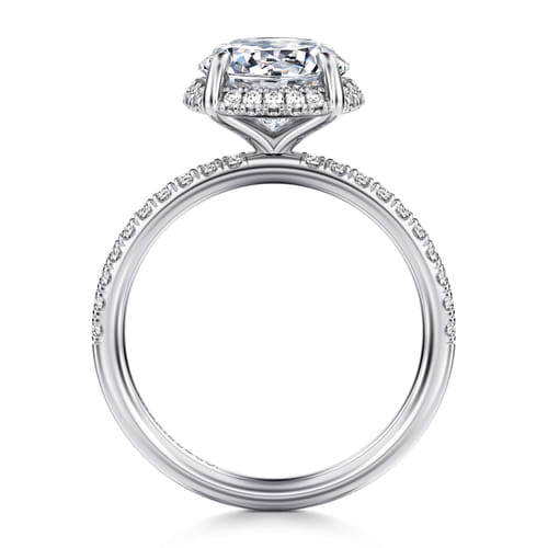 14K White Gold Round Hidden Halo Diamond Engagement Ring 14K White Gold Round Hidden Halo Diamond Engagement Ring