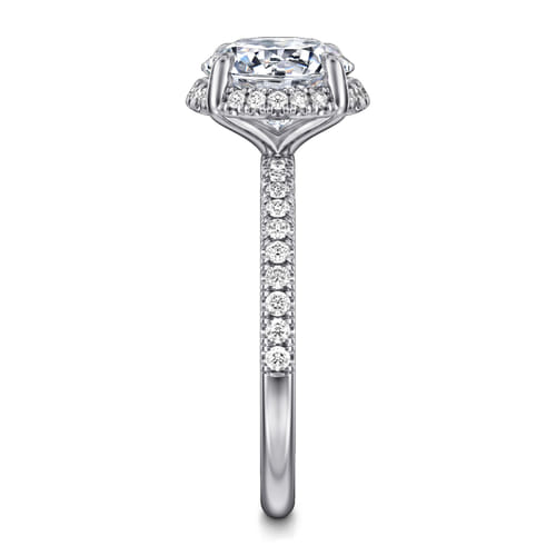 14K White Gold Round Hidden Halo Diamond Engagement Ring 14K White Gold Round Hidden Halo Diamond Engagement Ring
