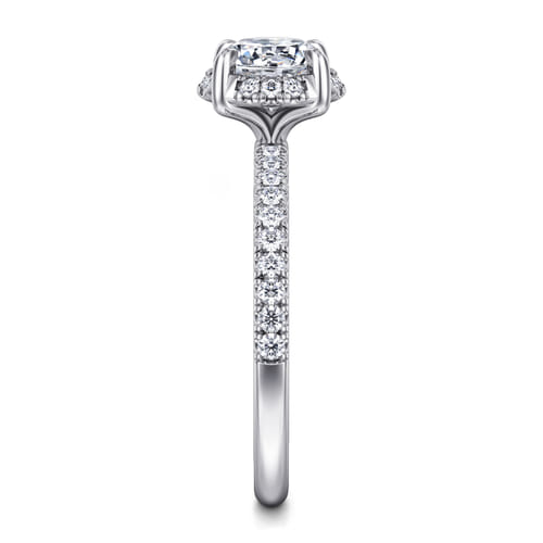 14K White Gold Round Hidden Halo Diamond Engagement Ring