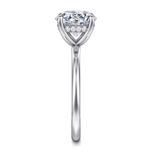 14K White Gold Round Hidden Halo Diamond Engagement Ring