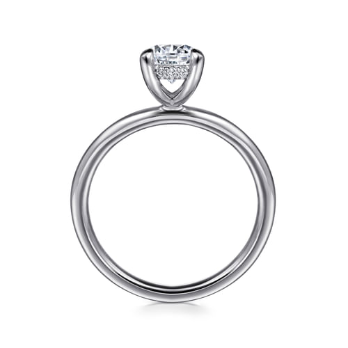14K White Gold Round Hidden Halo Diamond Engagement Ring