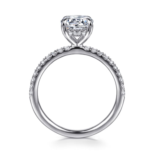 14K White Gold Round Hidden Halo Diamond Engagement Ring
