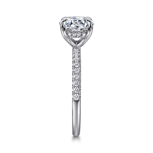 14K White Gold Round Hidden Halo Diamond Engagement Ring