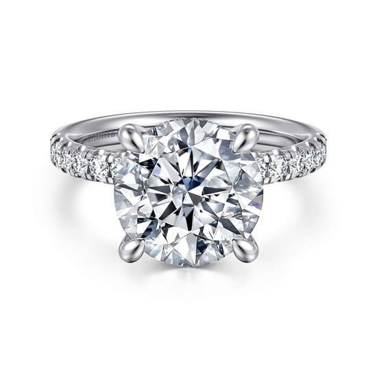 Gabriel - 14K White Gold Round Hidden Halo Diamond Engagement Ring Gabriel - 14K White Gold Round Hidden Halo Diamond Engagement Ring