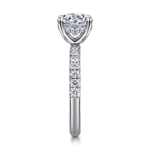 14K White Gold Round Hidden Halo Diamond Engagement Ring