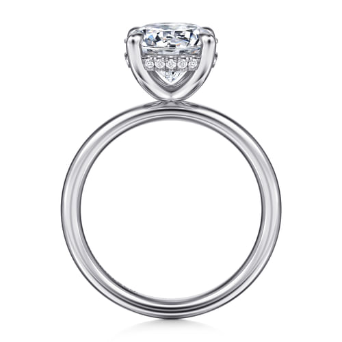 14K White Gold Round Hidden Halo Diamond Engagement Ring