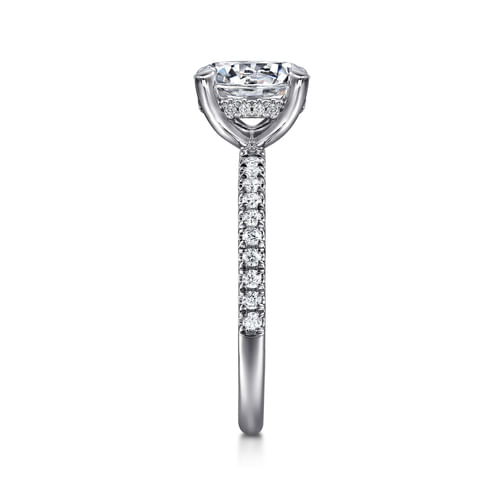 14K White Gold Round Hidden Halo Diamond and Engagement Ring