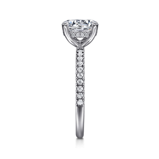 14K White Gold Round Hidden Halo Diamond and Engagement Ring angle 5