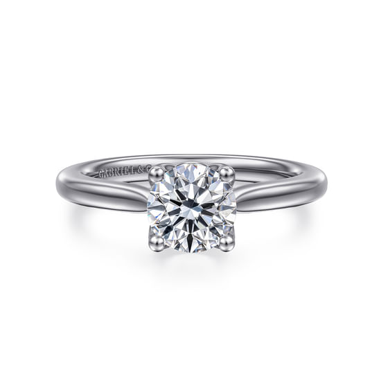 Gabriel - 14K White Gold Round Lotus Diamond Engagement Ring