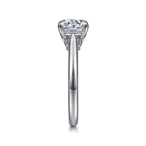 14K White Gold Round Lotus Diamond Engagement Ring