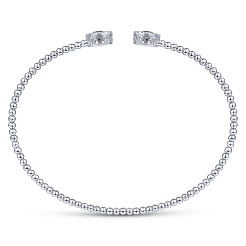 14K White Gold Round Manmade Alexandrite and Diamond Halo Bujukan Bangle