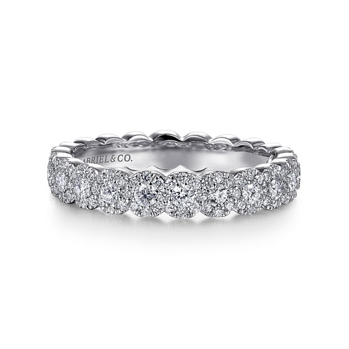 14K White Gold Round Pavé Diamond Band