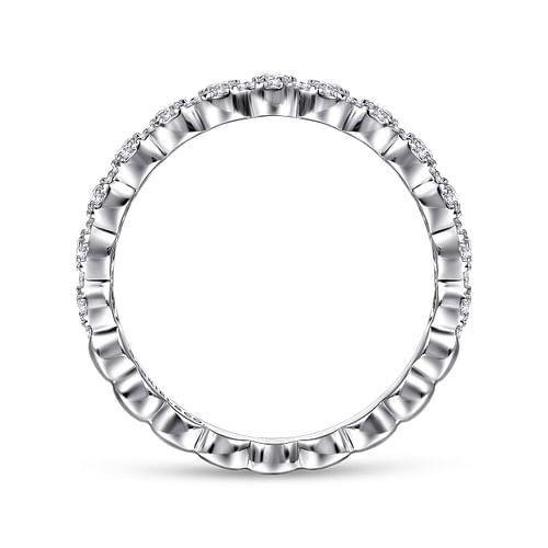 14K White Gold Round Pavé Diamond Band